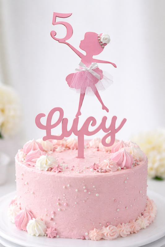 Custom made Ballerina cake topper with child name and age