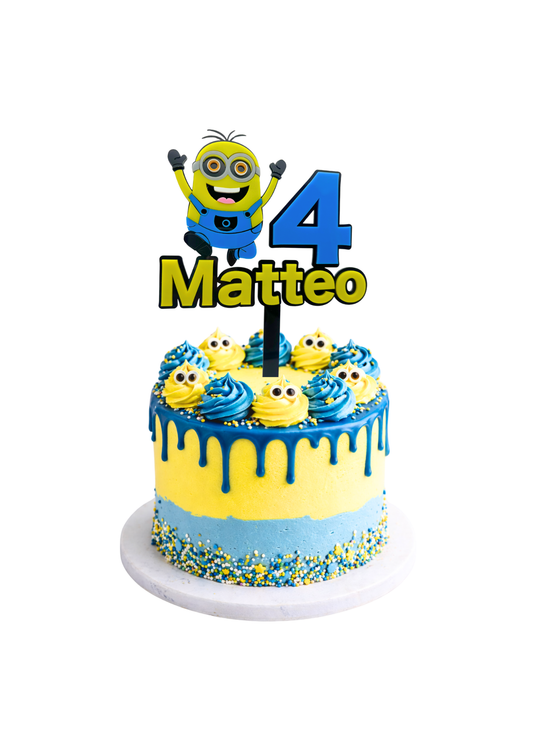 Personalised Minion Birthday Cake Topper | Custom Name & Age