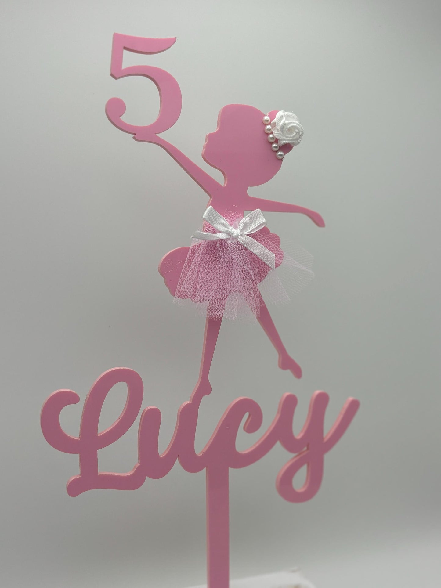 Custom made Ballerina cake topper with child name and age