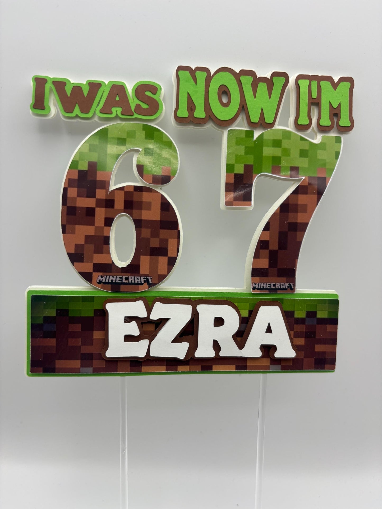 Personalised 6 to 7 Gaming Cake Topper made with cardstock Pixel Style Birthday Topper | I Was 6 Now I’m 7 | Custom Name