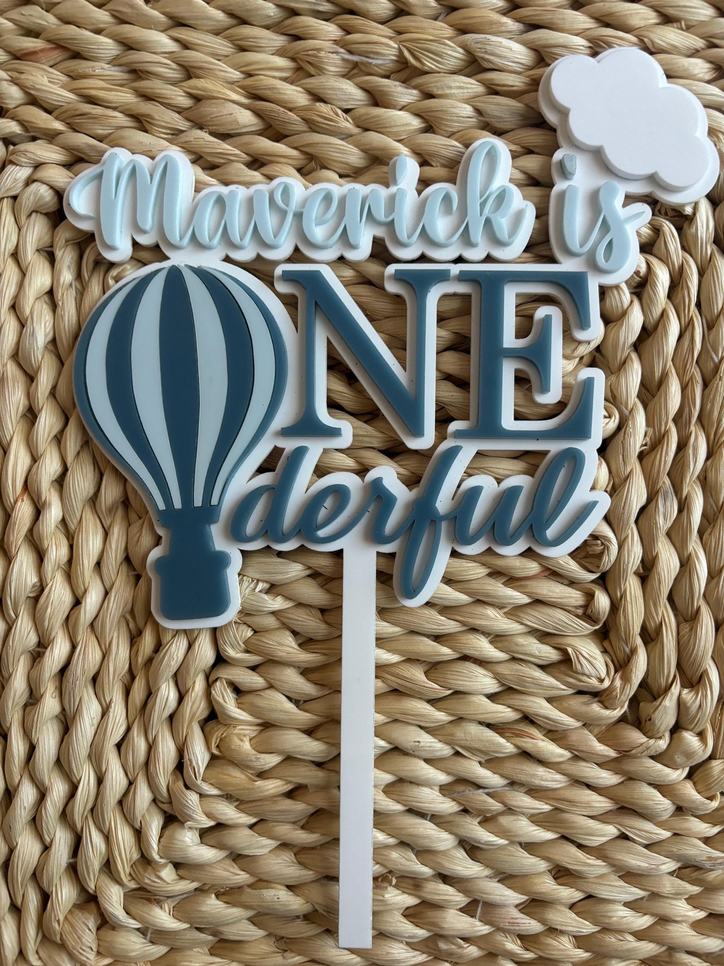ONE-derful Balloon-Themed First Birthday Cake Topper – Custom Name