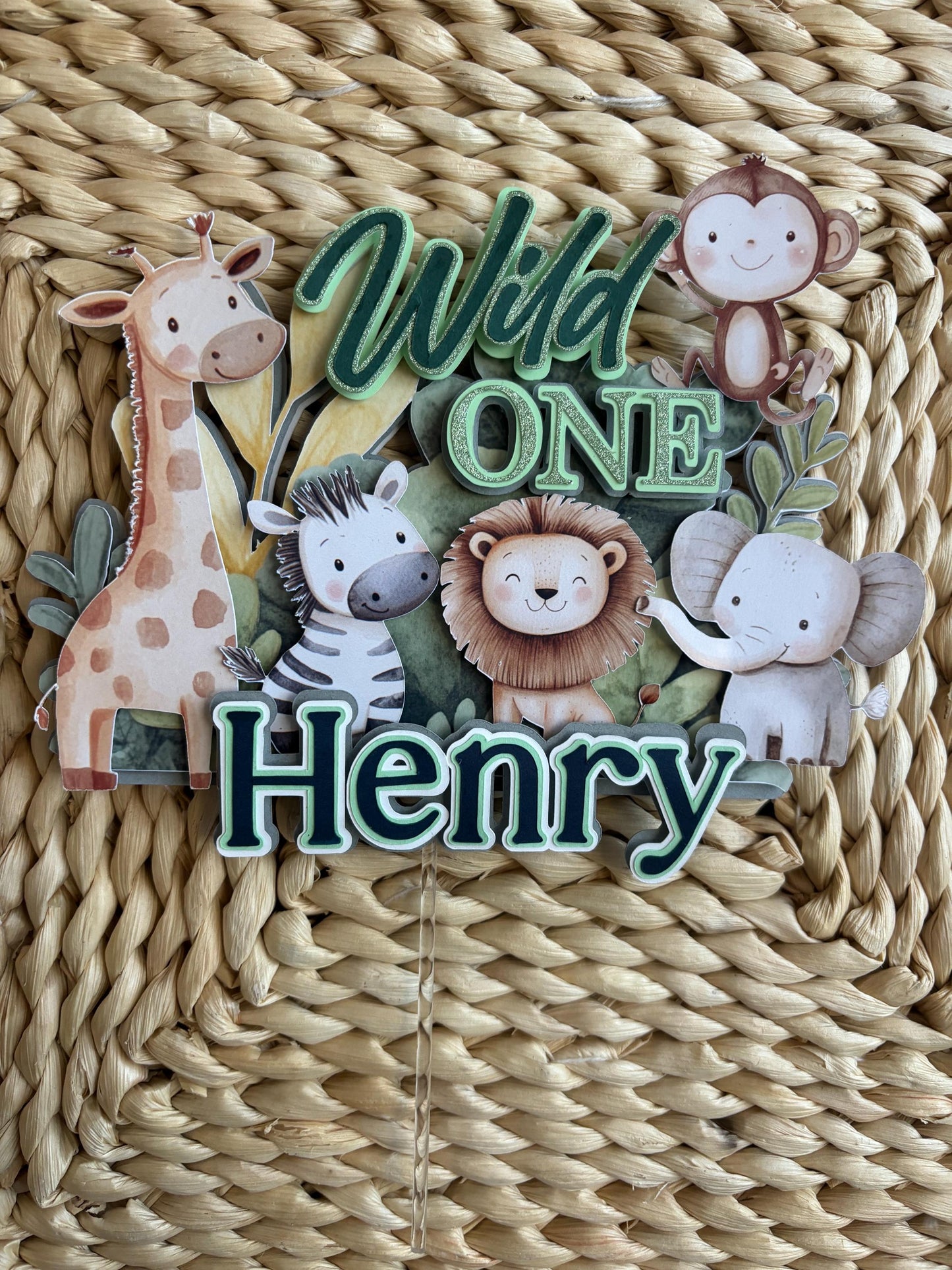 personalised wild one cake topper, first birthday