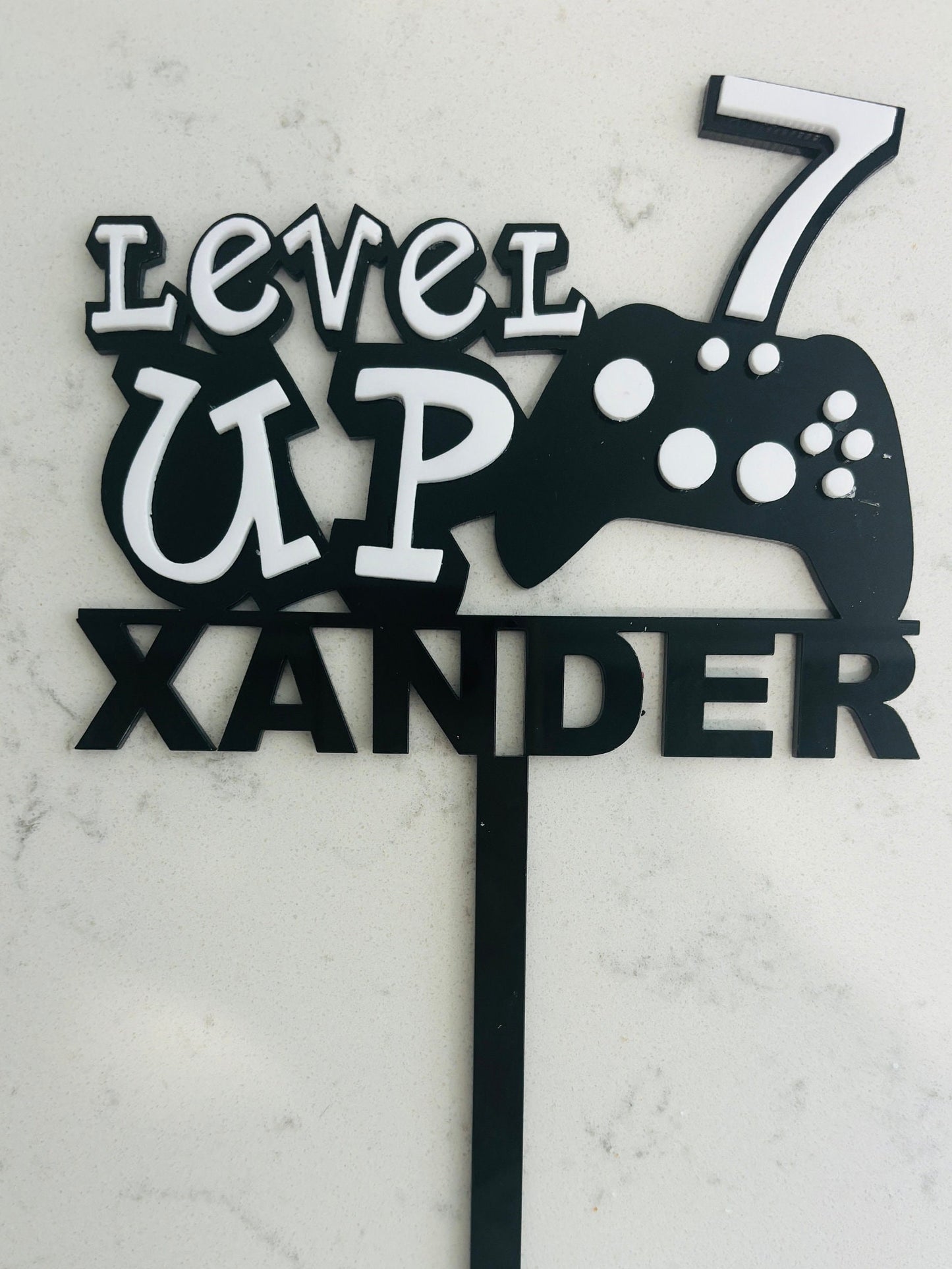 Personalized Acrylic Gaming Cake Topper - Custom Name & Age Decoration