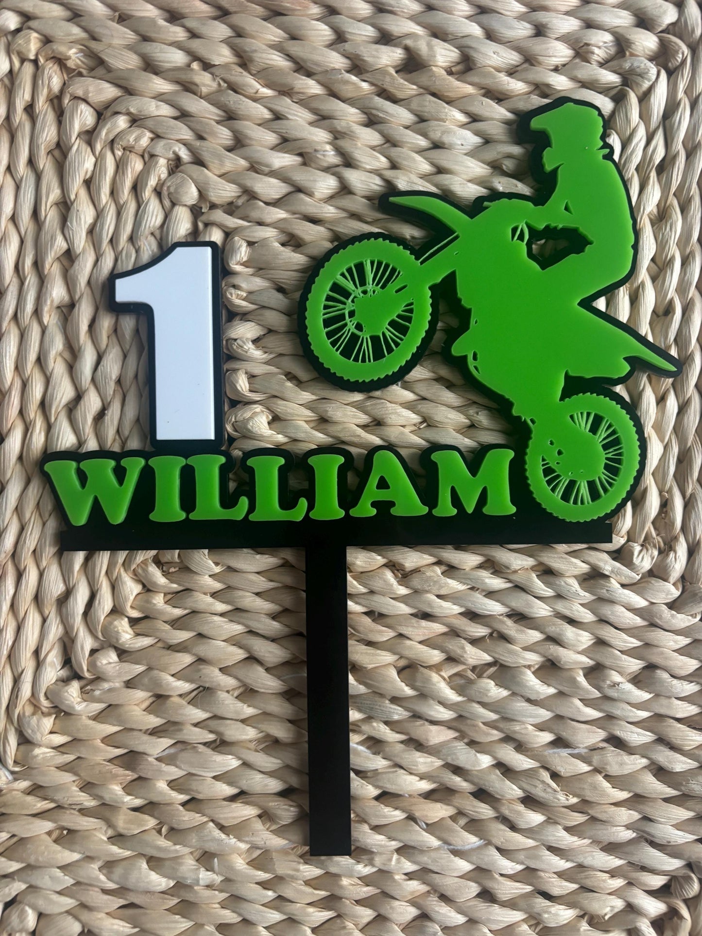 Custom Dirt Bike Cake Topper: Laser Cut Acrylic Motorbike Party Decoration