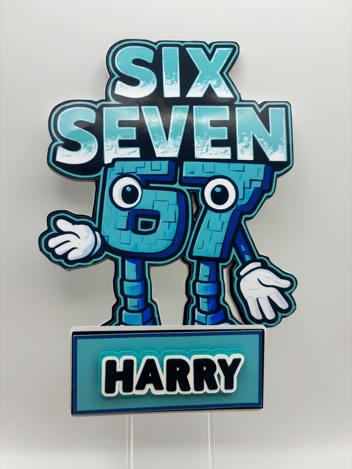Six Seven 67 Kids Cake Topper | Custom Name Birthday Cake Decoration