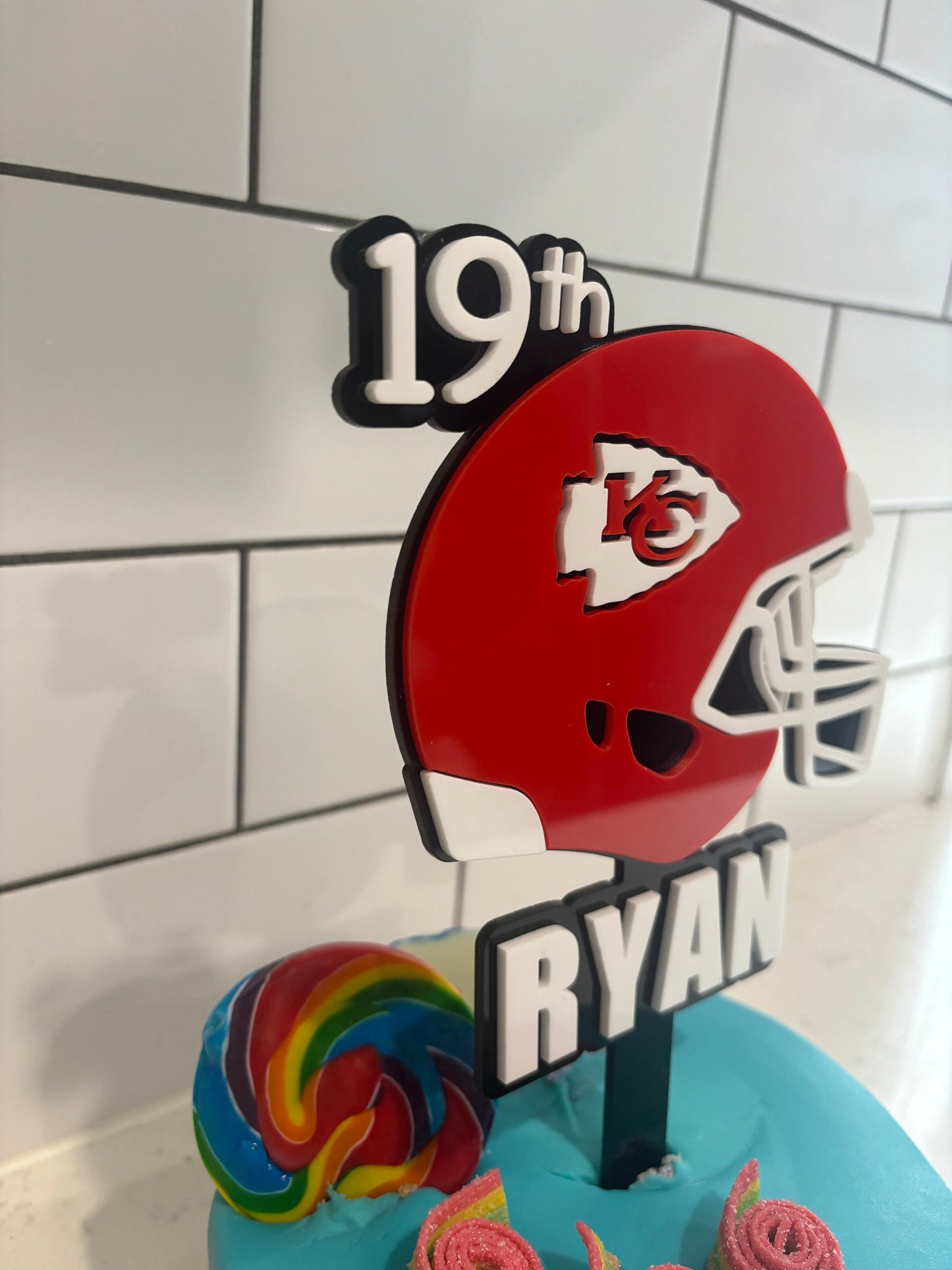 Custom Kansas City Chiefs Cake Topper - Personalised with Name and Age