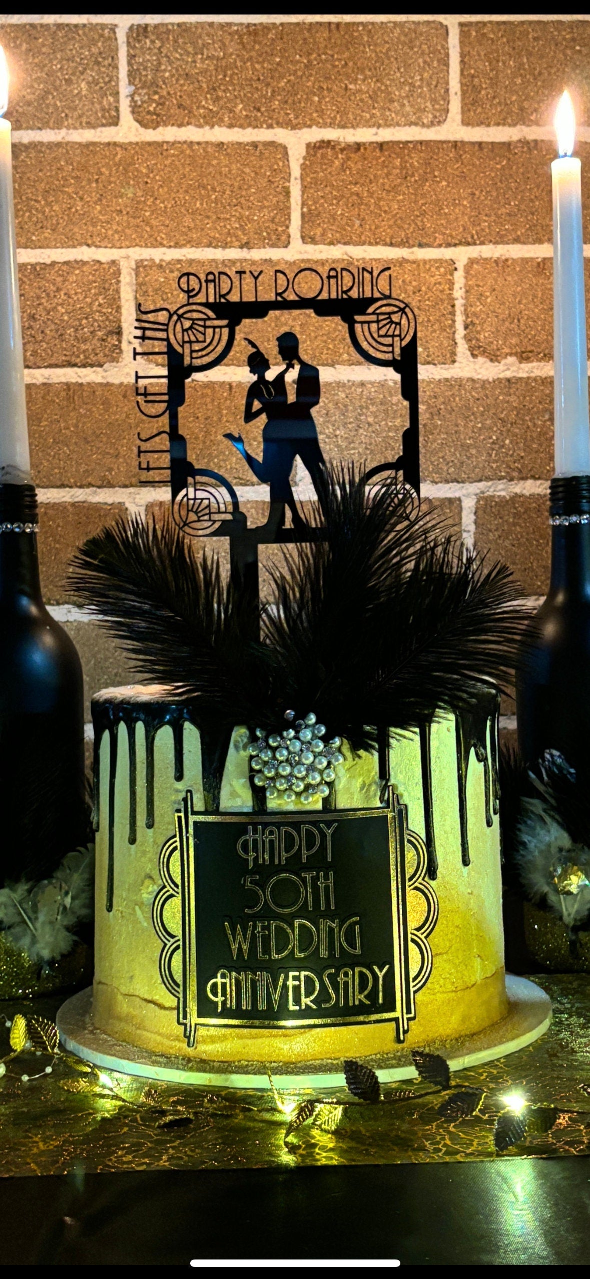 Elegant Gatsby Cake Topper - 1920s Hollywood Theme