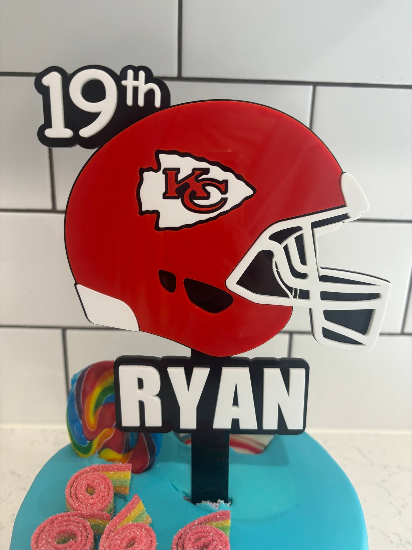 Custom Kansas City Chiefs Cake Topper - Personalised with Name and Age