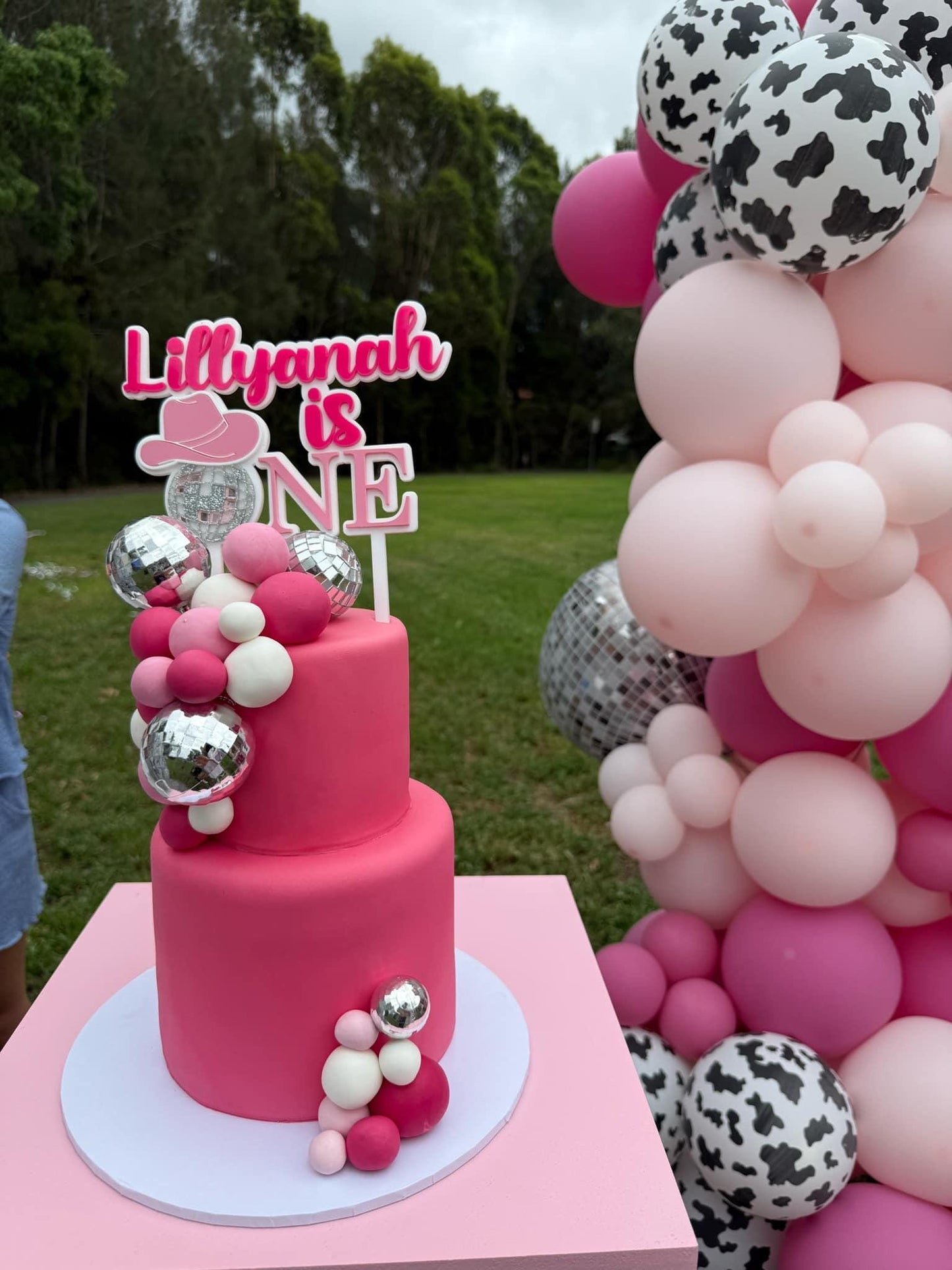 1st  Birthday, My First Rodeo, Cowgirl Cake Topper,  Homemade, Disco Ball, Cowboy Hat, Cowgirl Disco