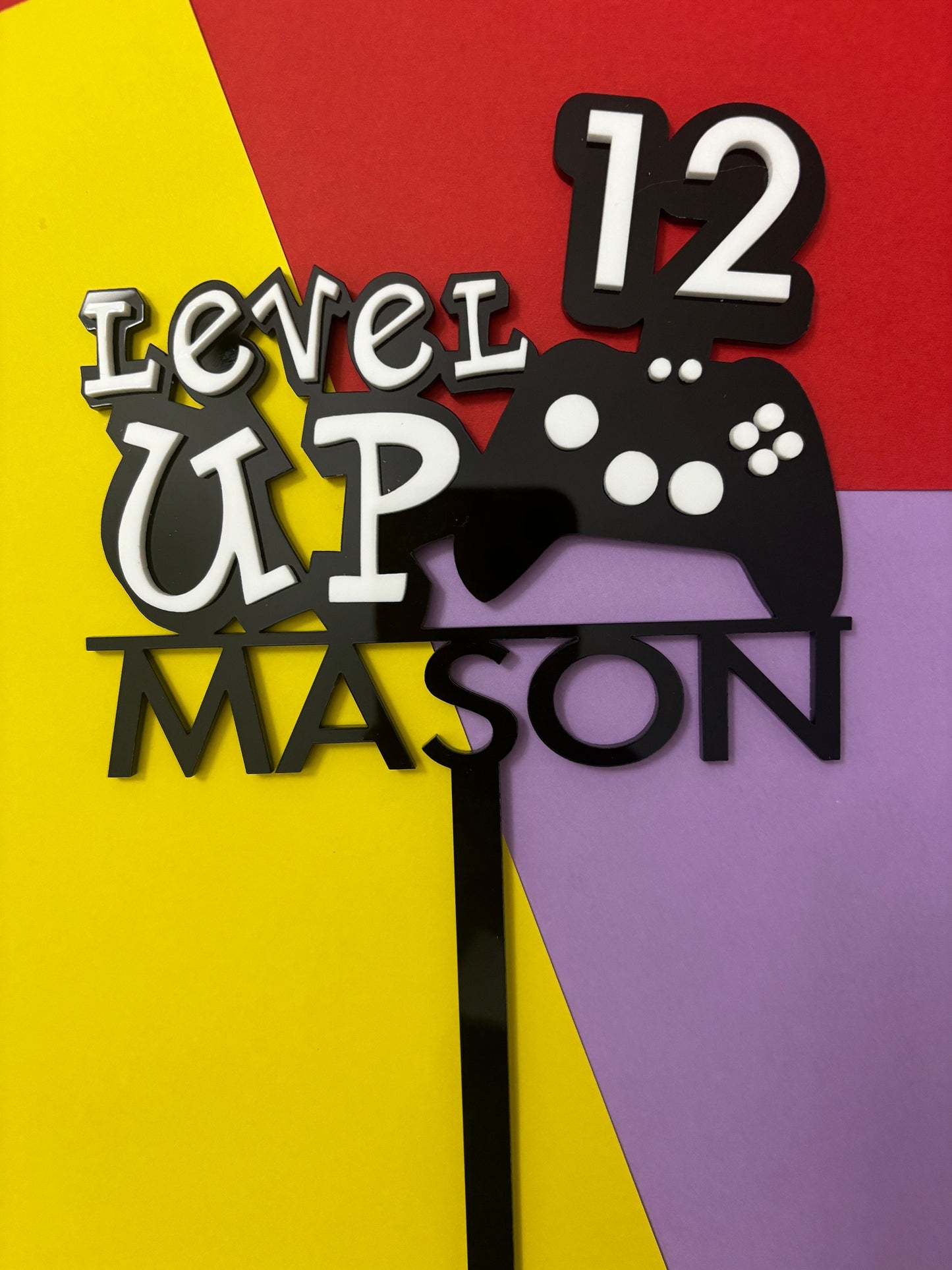 Personalized Acrylic Gaming Cake Topper - Custom Name & Age Decoration