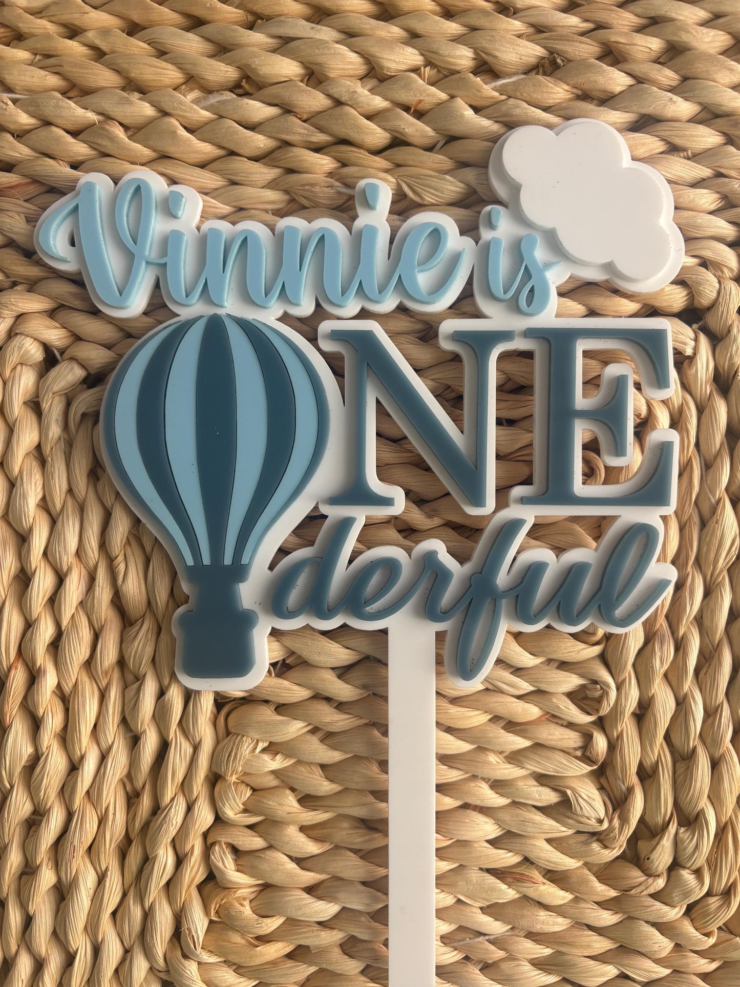 ONE-derful Balloon-Themed First Birthday Cake Topper – Custom Name