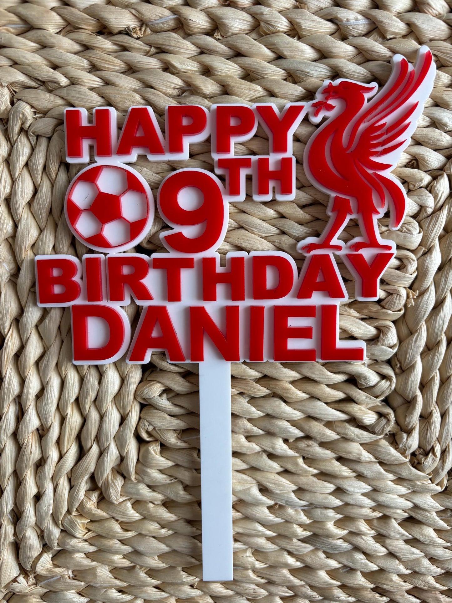 Custom Liverpool FC Acrylic Cake Topper – Add Name & Age