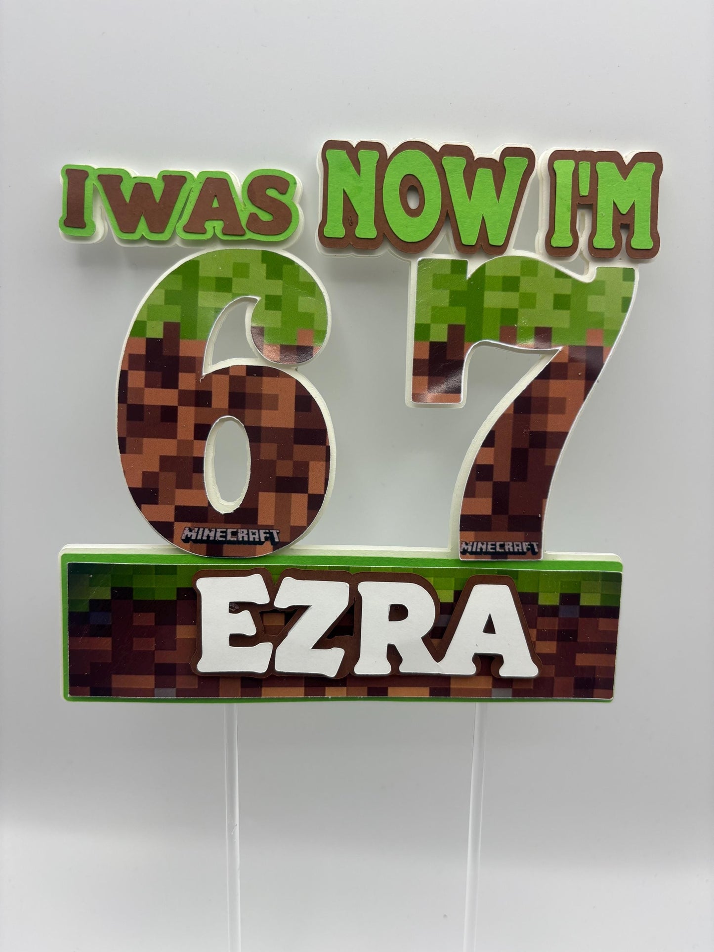 Personalised 6 to 7 Gaming Cake Topper made with cardstock Pixel Style Birthday Topper | I Was 6 Now I’m 7 | Custom Name