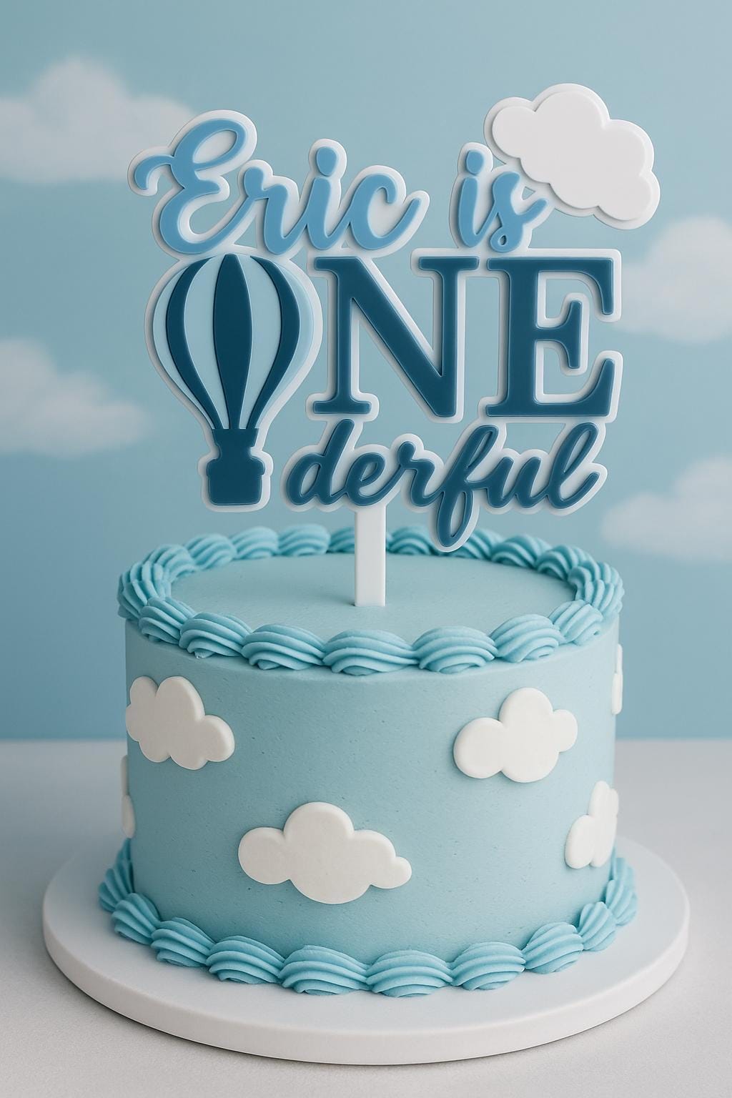 ONE-derful Balloon-Themed First Birthday Cake Topper – Custom Name