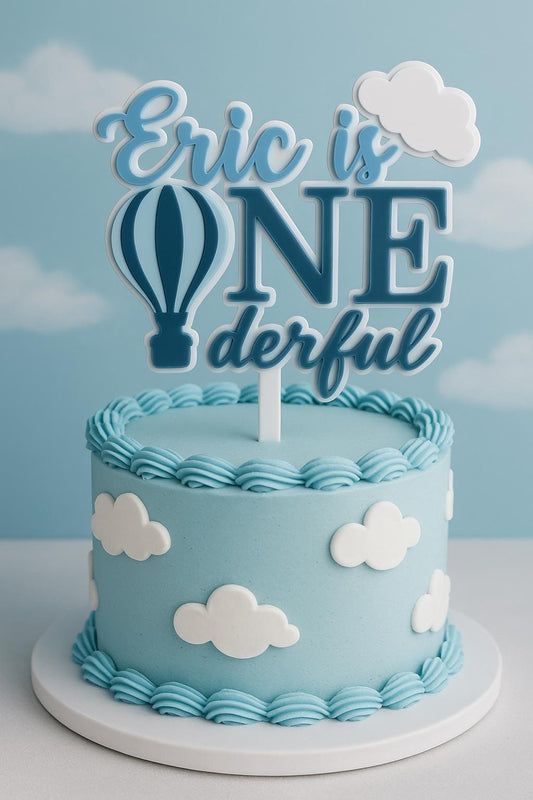 ONE-derful Balloon-Themed First Birthday Cake Topper – Custom Name