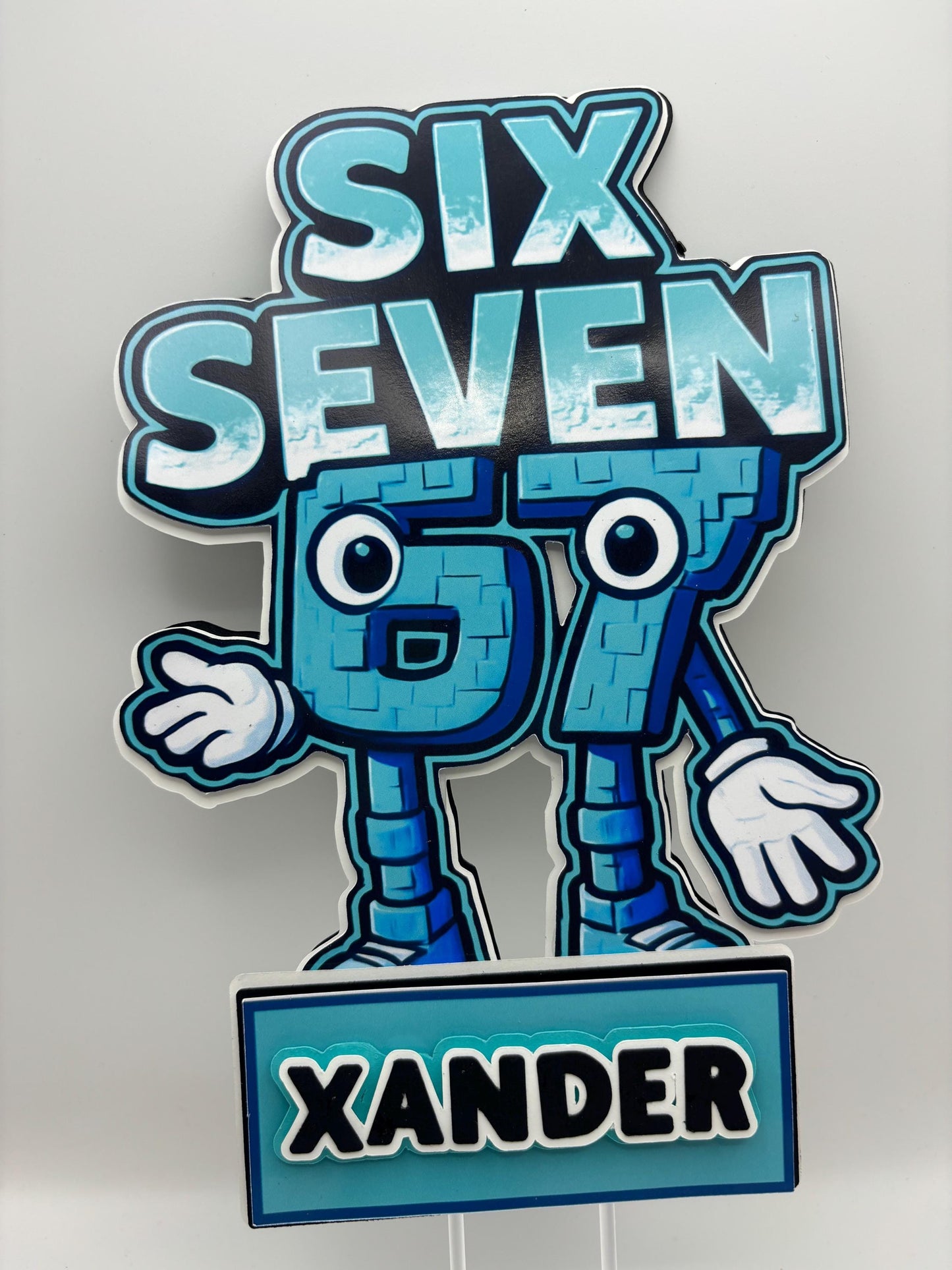 Six Seven 67 Kids Cake Topper | Custom Name Birthday Cake Decoration