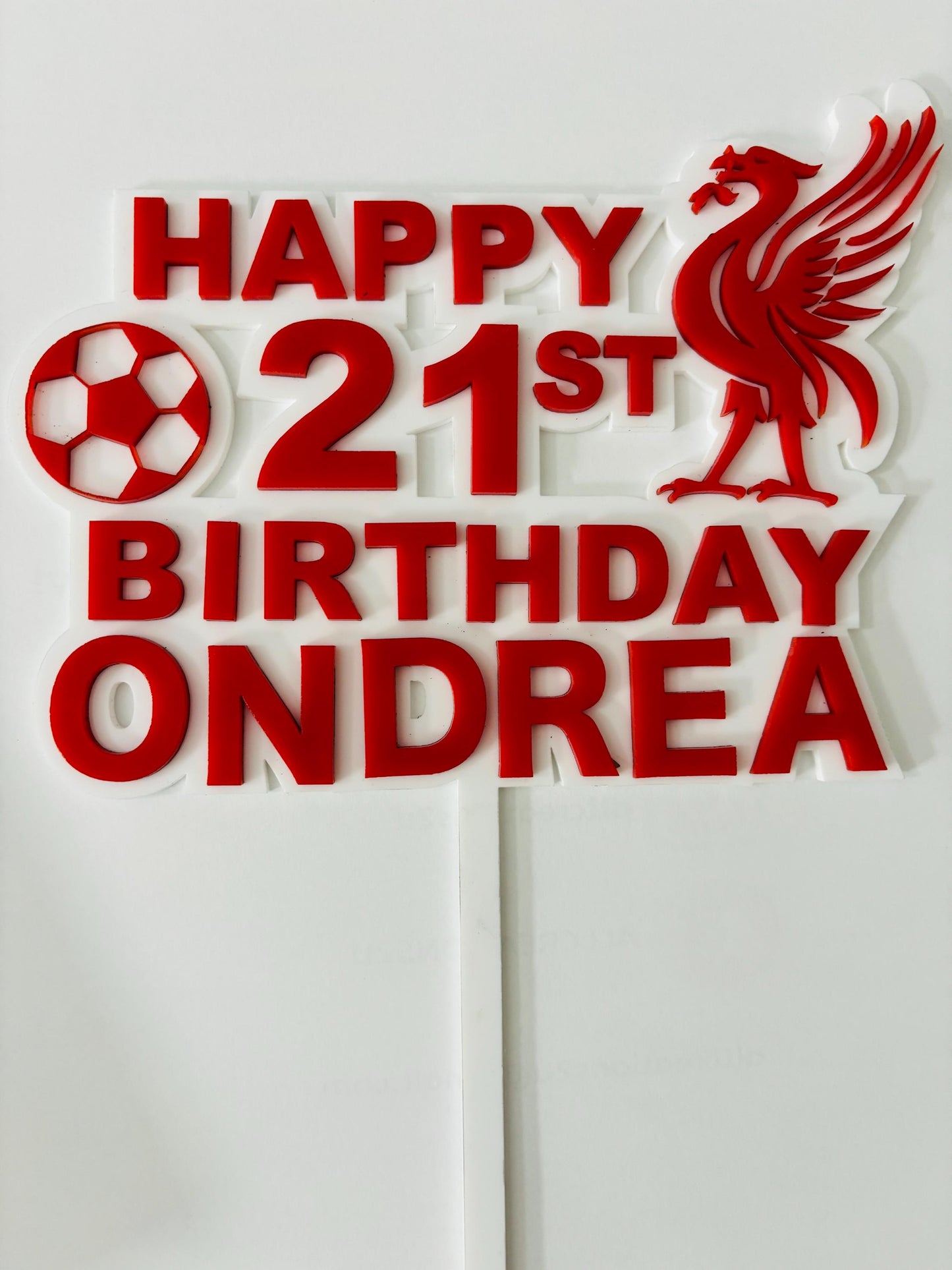 Custom Liverpool FC Acrylic Cake Topper – Add Name & Age
