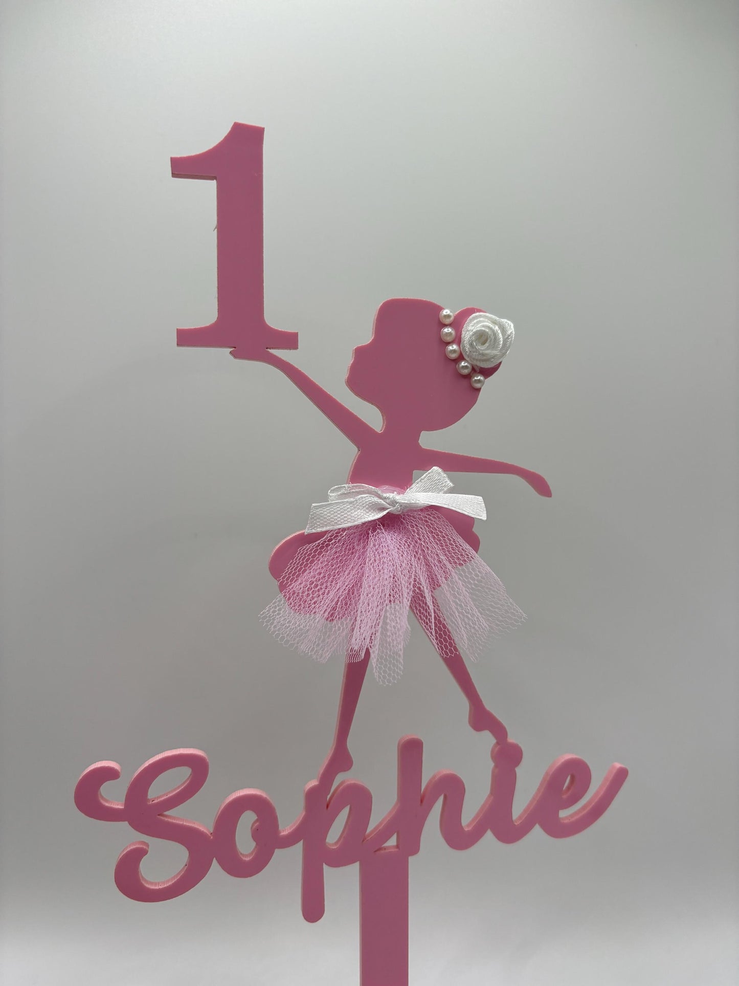 Custom made Ballerina cake topper with child name and age
