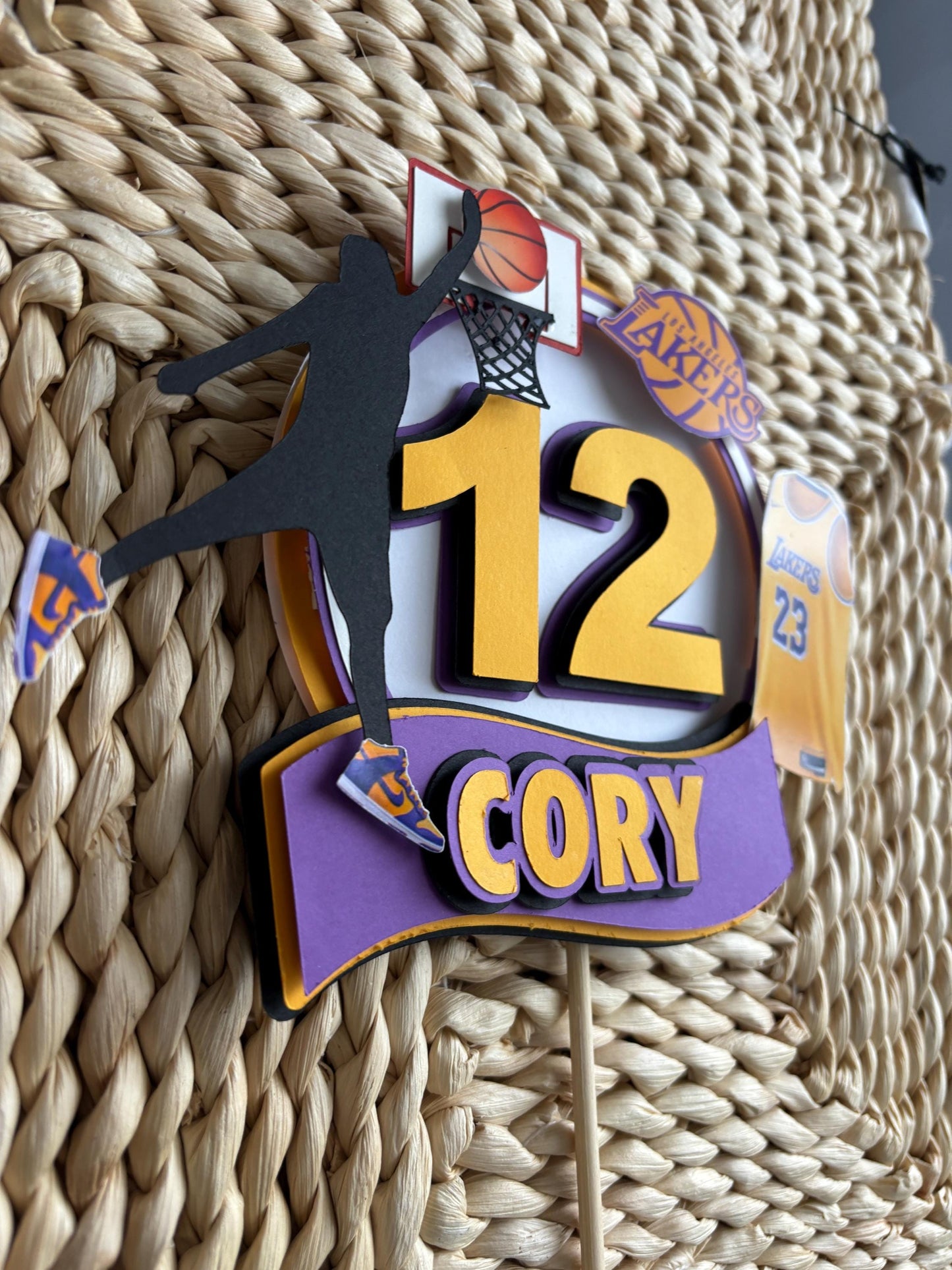 3D Lakers Basketball Personalised Cake Topper