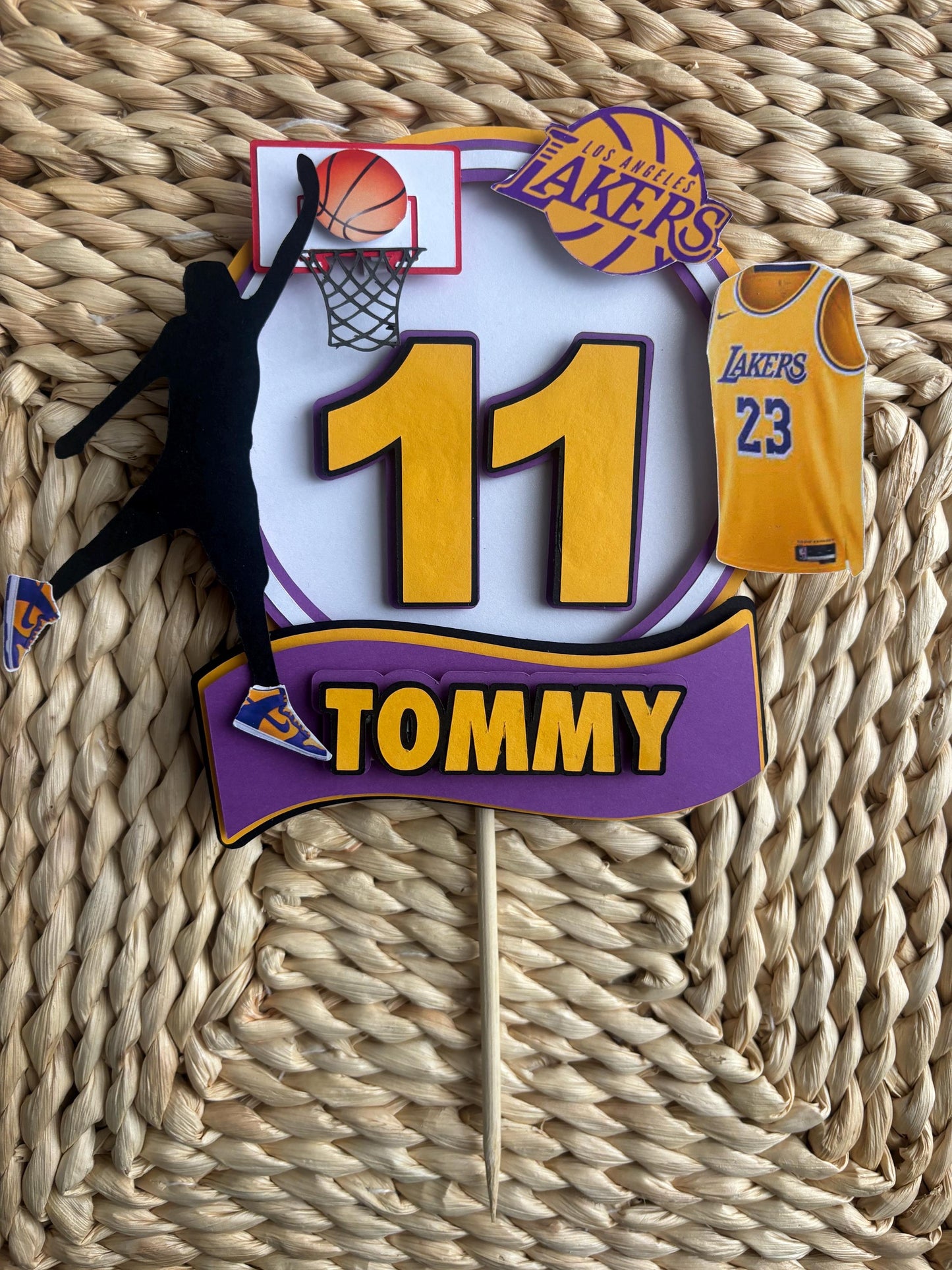 3D Lakers Basketball Personalised Cake Topper