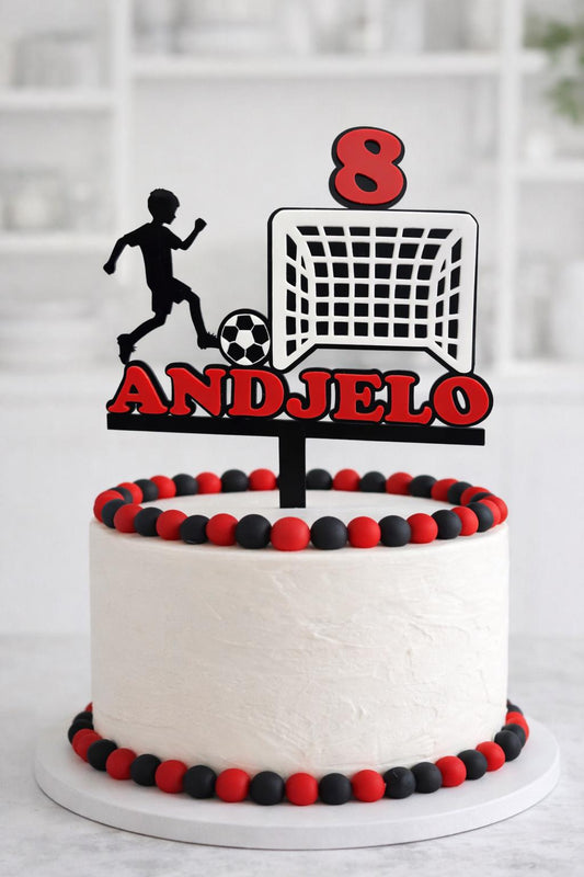 Personalised Soccer Cake Topper  Custom Acrylic Birthday Decorations