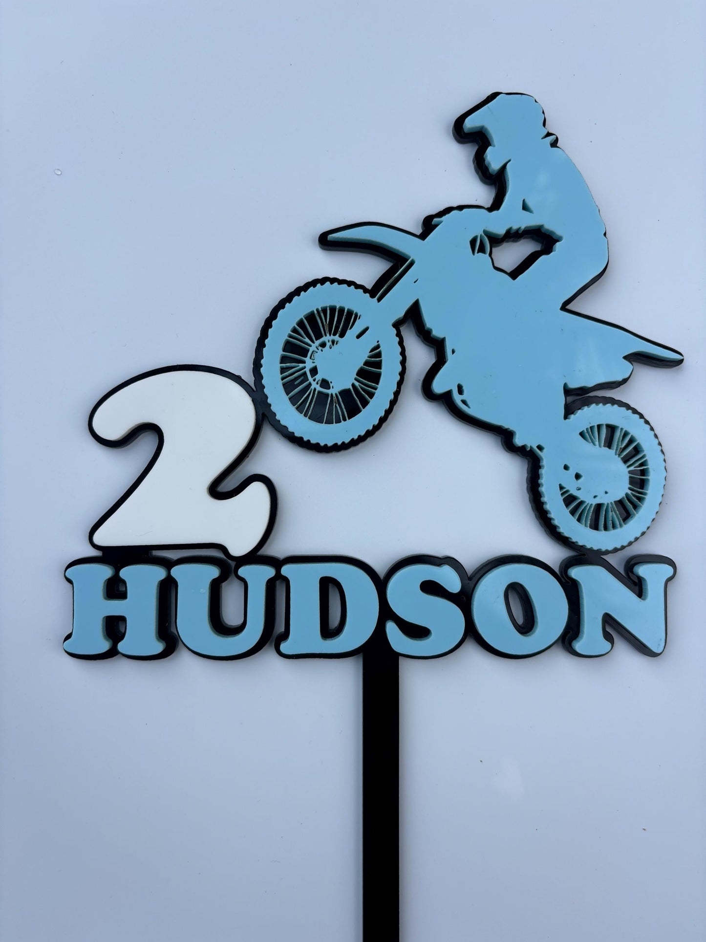 Custom Dirt Bike Cake Topper: Laser Cut Acrylic Motorbike Party Decoration