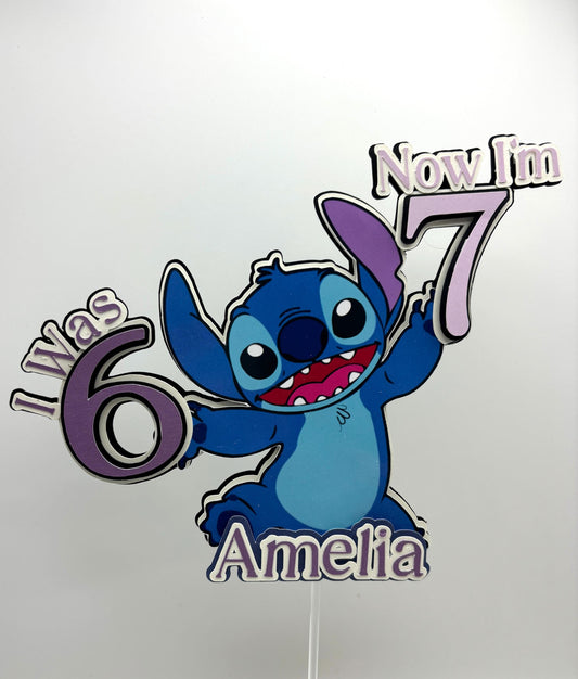 Personalised Stitch Birthday Cake Topper | Viral 6 to 7 Trend